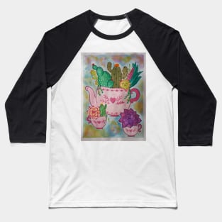 Cactus in a teapot and teacups Baseball T-Shirt